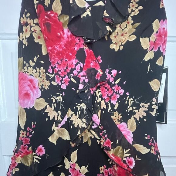 NWTs Sheri Martin Flattering Floral Ruffle Dress Size 16 - Picture 6 of 14